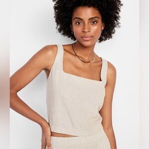 Old Navy Sleeveless Linen-Blend Crop Top